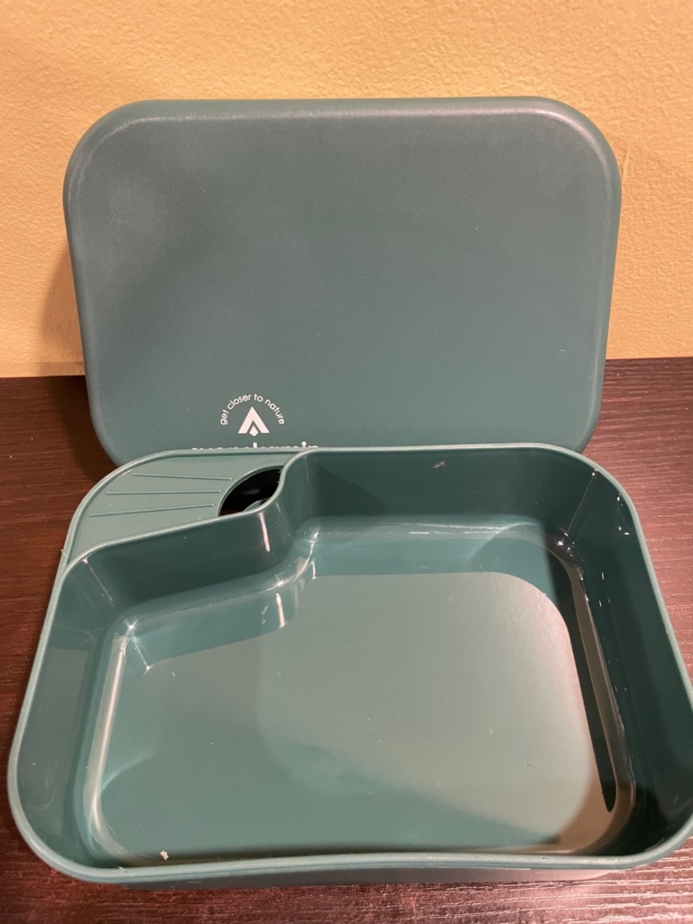 Teal Camping Dinnerware Set With Orange & Black Utensils View 4